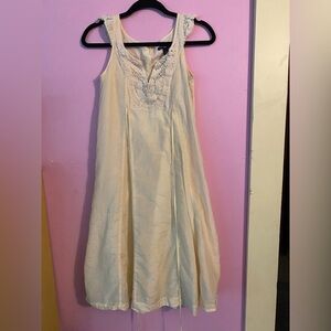 Cream Colored Cotton Sundress with Lace Detail
